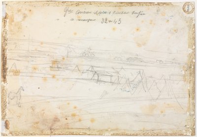 Oorlogskamp scène (verso) door Constantin Guys