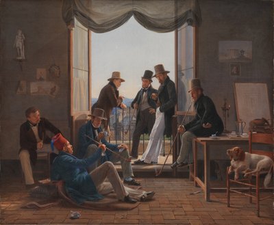 Een groep Deense kunstenaars in Rome door Constantin Hansen