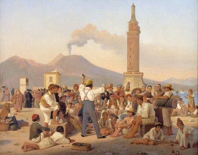 Een voordrager van "Orlando Furioso" bij de Molo, Napels door Constantin Hansen