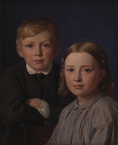 Jens Simmelkær Asmussen en Katrine Asmussen als kinderen door Constantin Hansen