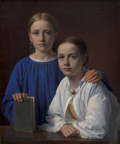 Meta Magdalene Hammerich en de dochter van de kunstenaar Kristiane Konstantin Hansen, 1861 door Constantin Hansen