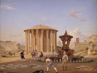 Piazza della Bocca della Verità met de zogenaamde Vesta-tempel in Rome door Constantin Hansen