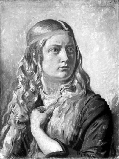 Studië van een jonge vrouw (Oline Købke) door Constantin Hansen