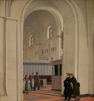 Het interieur van de St Bendtkerk in Ringsted door Constantin Hansen