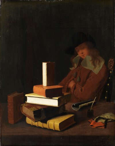 De Slapende Student, 1663 door Constantin Verhout or Voorhout
