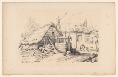 Boerderij met waterput door Constantinus Cornelis Huysmans
