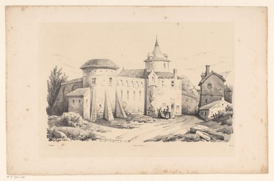 Fort in dorp door Constantinus Cornelis Huysmans