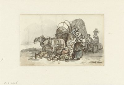 Het uitladen van een wagen door Constantinus Cornelis Huysmans