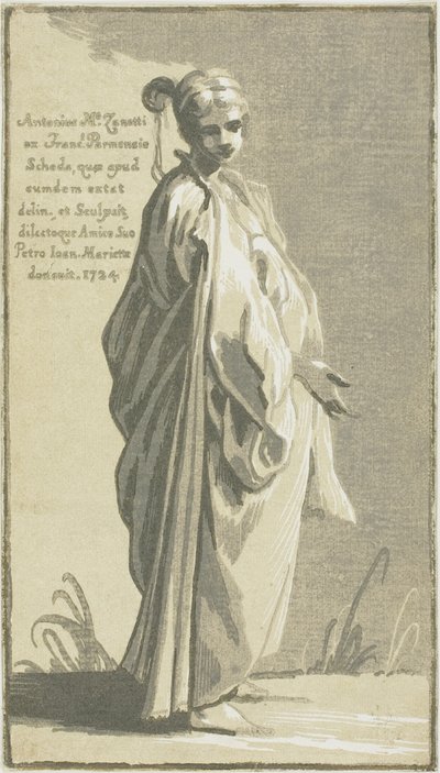 Jonge vrouw staand, naar rechts gedraaid door Conte Antonio Maria Zanetti the Elder