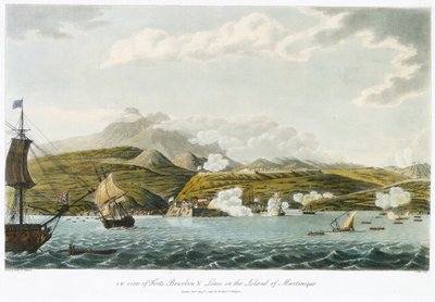 Zuidwestelijk uitzicht op Fort Bourbon en Fort Louis (Fort Saint Louis), in Martinique, 5 februari - 22 maart door Cooper (after) Willyams