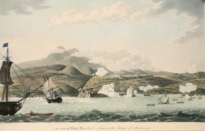 Z.W. uitzicht op Forts Bourbon en Louis op het eiland Martinique, illustratie uit 