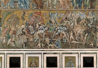 Het laatste oordeel (De duivel eet de zielen van de verdoemden) - Detail van de mozaïeken, ca. 1270 door Coppo di Marcovaldo