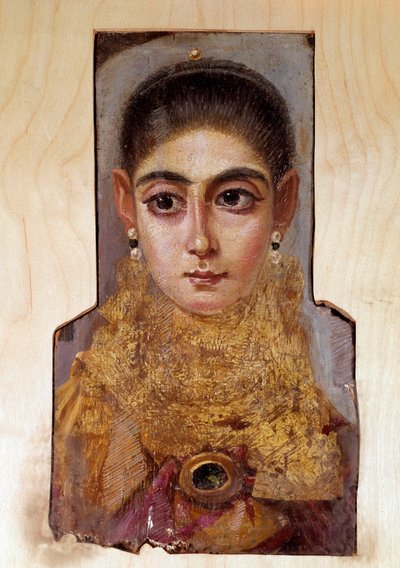 Koptische kunst: jonge vrouw genaamd Fayoum (Fayum) (rond 160 AD) Schilderij van was op hout. Parijs, Louvre Museum door Coptic