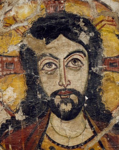 Hoofd van Christus ondersteund door twee engelen (detail) door Coptic Coptic