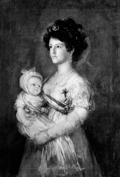 Infanta María Luisa 1782-1824 en Haar Zoon Carlos Luis 1799-1883 door Copy after Goya