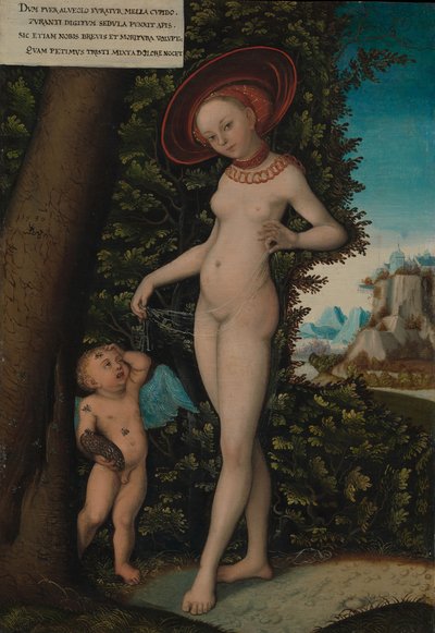 Venus met Cupido de Honingdief door Copy after Lucas Cranach the Elder