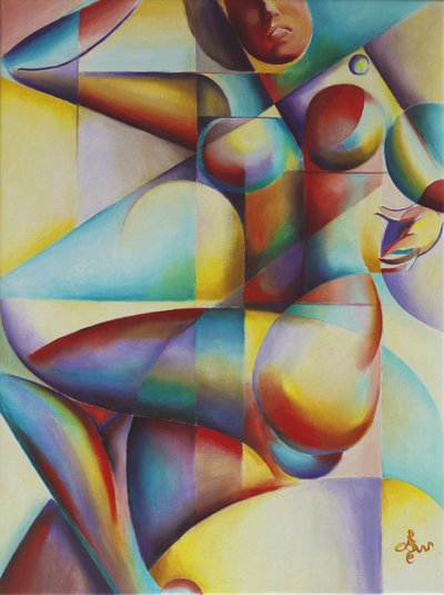 Kleurrijke abstracte figuur door Corné Akkers