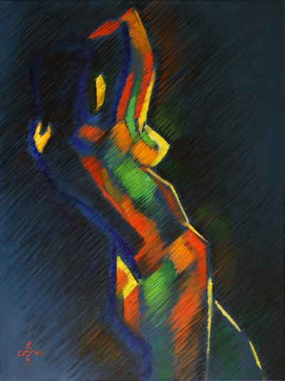 Kleurrijke abstracte figuur door Corné Akkers