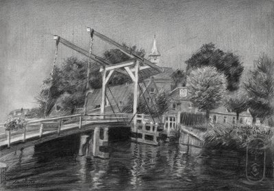Schets van een Nederlandse kanaalbrug door Corné Akkers