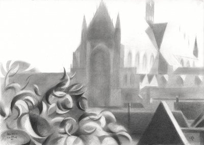 Tuin van een gotische kathedraal door Corné Akkers