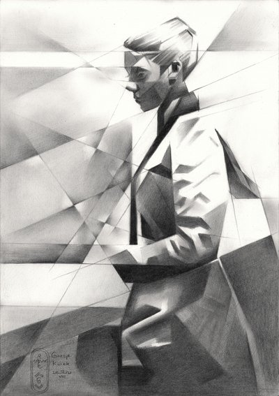 Modern geometrisch portret door Corné Akkers