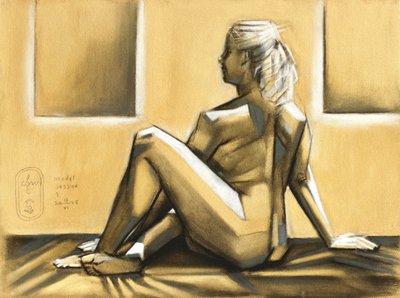 Studie naar een zittend figuur door Corné Akkers
