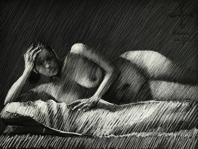 Vrouwelijk naakt in de schaduw door Corné Akkers