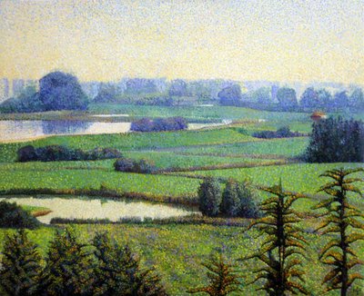 Rustig pointillistisch landschap door Corné Akkers