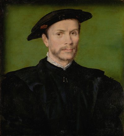 Portret van een bebaarde man in het zwart, ca. 1540 door Corneille de Lyon (attr. to)