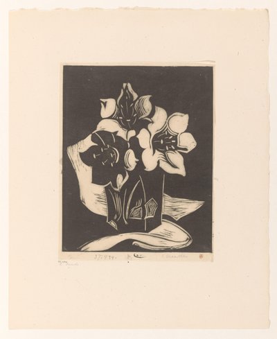 Vaas met bloemen door Cornelia Vreede (signed by artist)