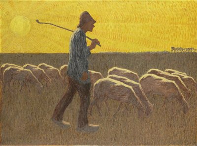 Herder met Schapen, ca. 1920 door Cornelis Albert van Assendelft