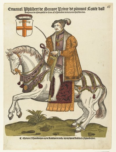 Portret van Emanuel Philibert van Savoye te paard door Cornelis Anthonisz. (manner of)