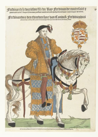 Portret van Ferdinand van Tirol te paard door Cornelis Anthonisz. (manner of)