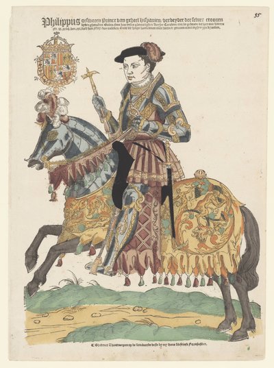 Portret van Filips II te paard door Cornelis Anthonisz. (manner of)