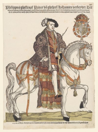 Portret van Filips II te paard door Cornelis Anthonisz. (manner of)