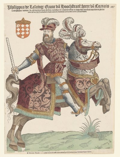 Portret van Filips van Lalaing te paard door Cornelis Anthonisz. (manner of)