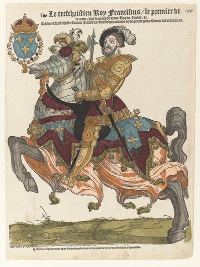 Portret van Frans I te paard door Cornelis Anthonisz. (manner of)