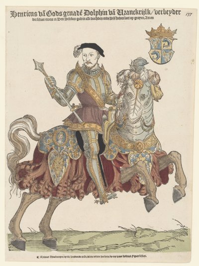 Portret van Hendrik II van Frankrijk te paard door Cornelis Anthonisz. (manner of)