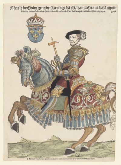 Portret van Karel van Orléans te paard door Cornelis Anthonisz. (manner of)
