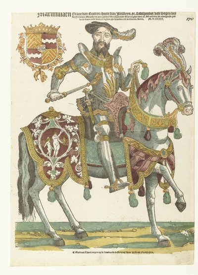Portret van Maximiliaan van Buren te paard door Cornelis Anthonisz. (manner of)
