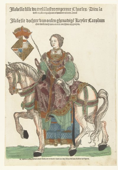 Portret van prinses Isabella te paard door Cornelis Anthonisz. (manner of)