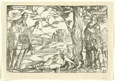 Allegorie met Eendracht, Vrede en Liefde door Cornelis Anthonisz.