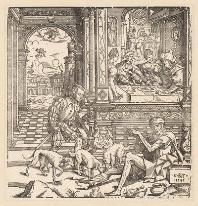 De rijke man en de arme Lazarus door Cornelis Anthonisz.