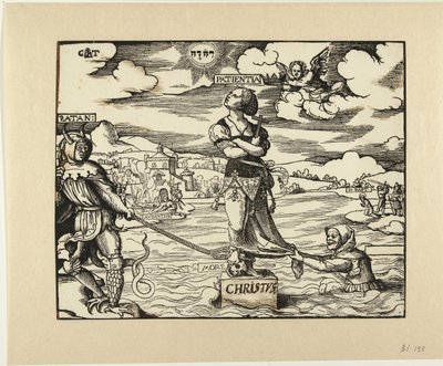 Geduld op een steen in het water door Cornelis Anthonisz.