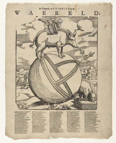 Het gevleugelde varken op de wereld door Cornelis Anthonisz.