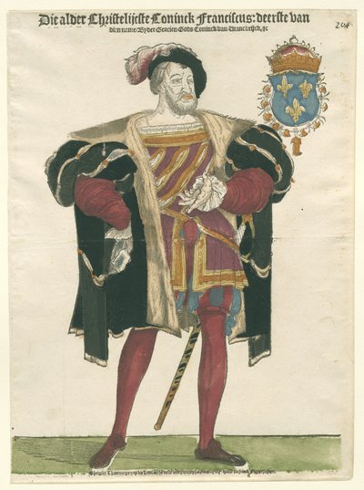Portret van Frans I 1494-1547, Koning van Frankrijk, Hertog van Bretagne, Graaf van Provence, c.1540 door Cornelis Anthonisz.