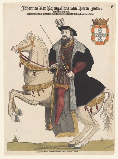 Portret van Johannes III van Portugal te paard door Cornelis Anthonisz.