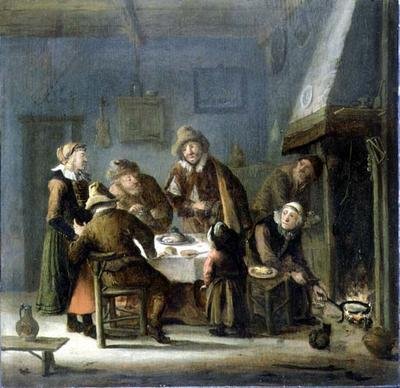 Groep in een interieur door Cornelis Beelt