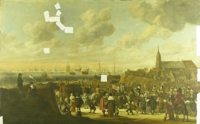 Het vertrek van Karel II van Engeland uit Scheveningen, 2 juni 1660 door Cornelis Beelt