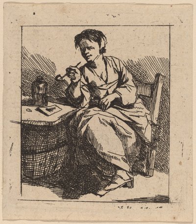 Een Vrouw die Rookt door Cornelis Pietersz Bega